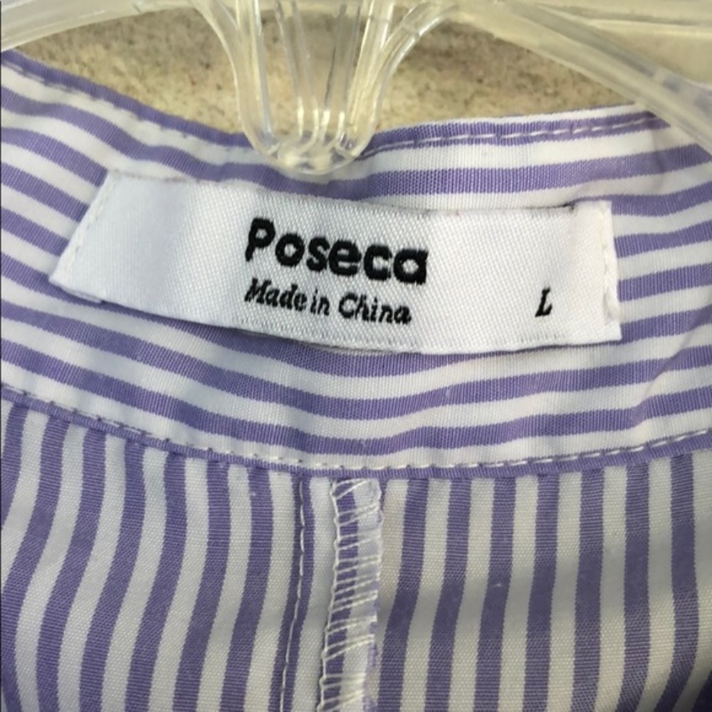 Poseca Housedress Purple Stripe Nap Dress L - image 7
